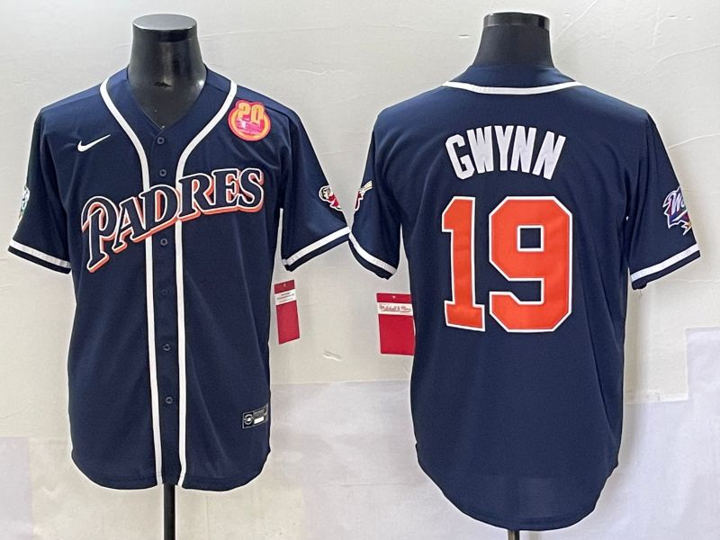 Men 2025 San Diego Padres #19 Gwynn Blue Throwback Game Nike MLB Jersey style 66